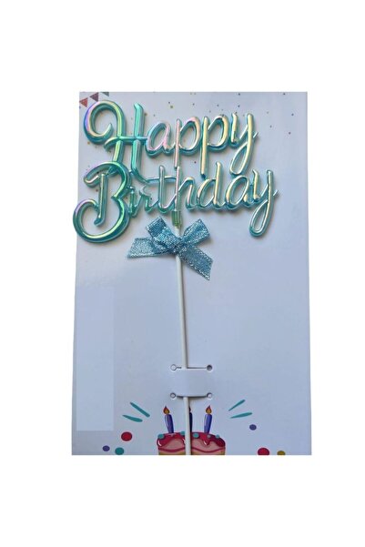 parti sürprizi Bebek Mavi Happy Birthday Metalize Pasta Süsü