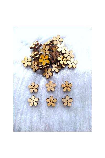 Zedhobi 20 Adet Doğal Ahşap Lazer Kesim Çiçek Düğme