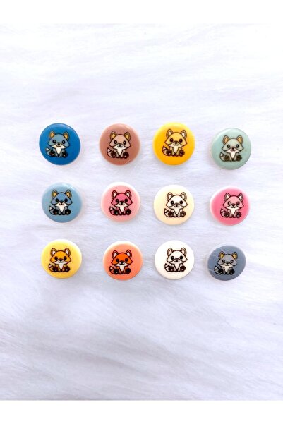 Zedhobi 24 Adet 15 Mm Yuvarlak Arkadan Delikli Karışık Renkli Sevimli Tilki D...