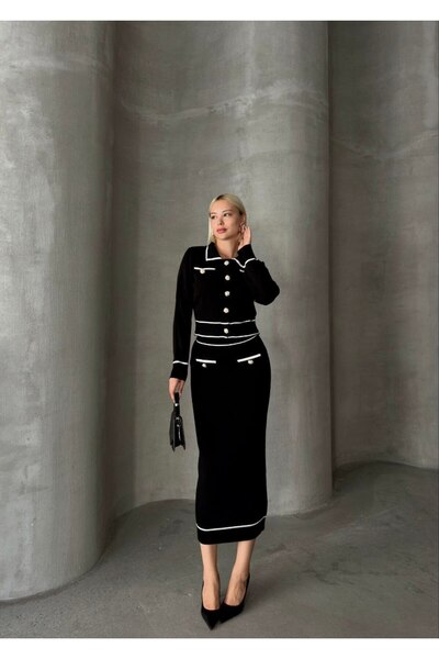 ZF BUTİK Σετ πλεκτών - Σακάκι με κουμπιά με λεπτομέρειες