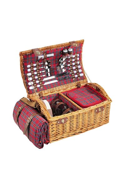 Picnicco سلة نزهة منقوشة لـ 4 أشخاص