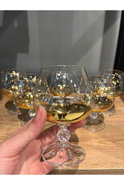 BOHEMİA CRYSTAL PANDORAN'S BOX BOHEMIA 6LI 250 CC CRYSTAL COFFEE SIDE WATER CUP DIP GOLD