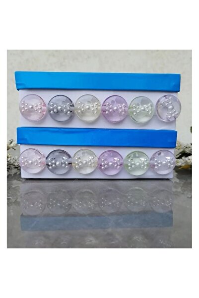 Zedhobi 6 Adet 25 Mm Renkli İncili Fiyonk Motifli Crop Düğme