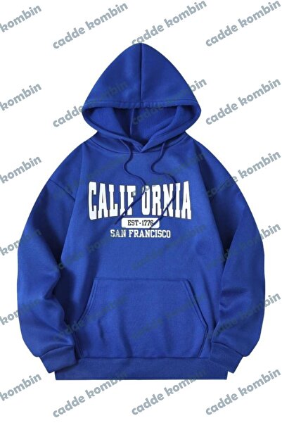 caddekombin سويت شيرت كاليفور أورنييا 1776 كبير الحجم - مطبوع باللون الأزرق ا...