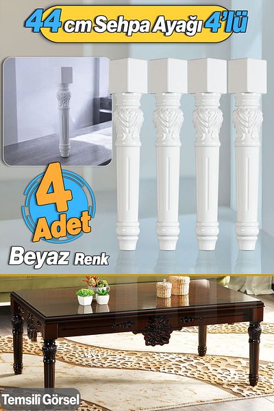 Badem10 Star Plastic Picior Masa de Cafea 44cm 4Buc Culoare Albă Picior Mediu Masa de Cafea Extensibilă Mobilier Picioare Masa Alb