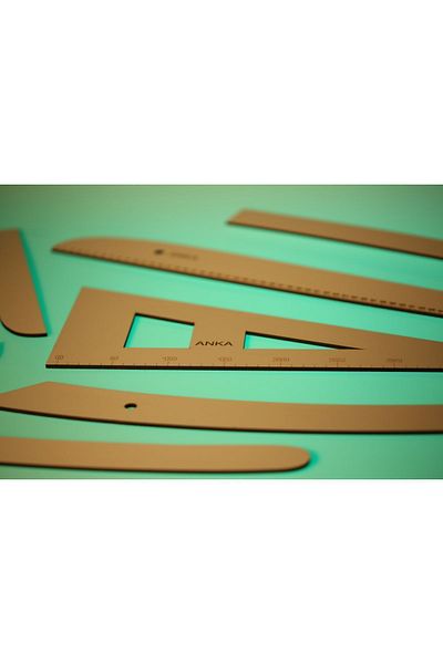 Anka Ajans Set of 7 Wooden 4 mm Thick Riga Set - Riga Ruler - Riga Set