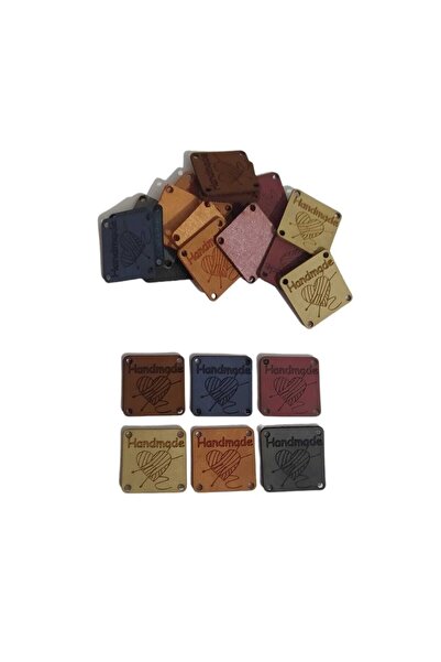 Zedhobi 12 Adet Renkli Kare Handmade Deri Etiket