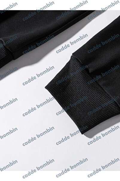 caddekombin Needs Принт Unisex Чорний Oversize з капюшоном