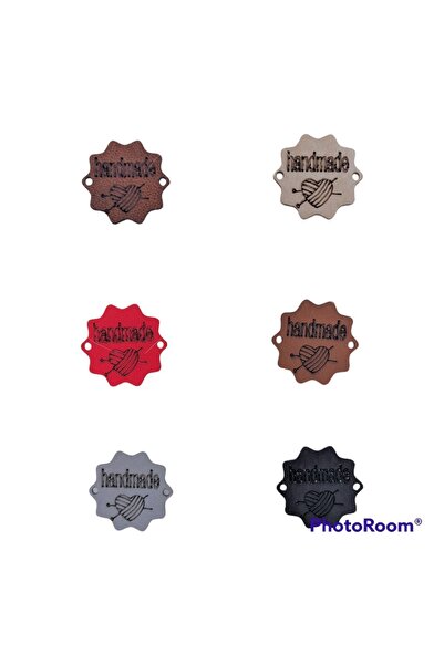 Zedhobi 12 Adet Renkli Handmade Yazılı Deri Etiket Yuvarlak Yıldız Model
