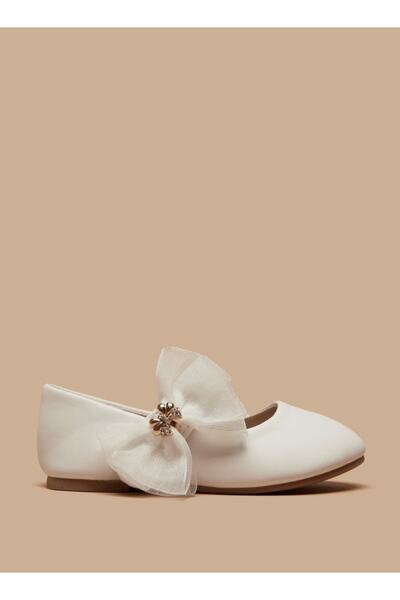Flora Bella by Shoexpress Flora Bella Bow Accented Round Toe Ballerina Shoes with Hook and Loop Closure