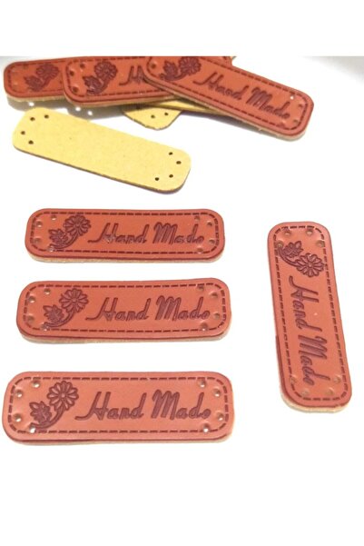 Zedhobi 10 Adet Handmade Deri Etiket Çiçek Figürlü Etiket