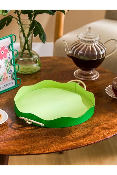 LC Waikiki Lcw Home Neon Green Round Metal Tray 31 cm