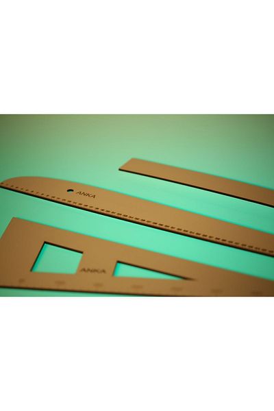 Anka Ajans Set of 7 Wooden 4 mm Thick Riga Set - Riga Ruler - Riga Set