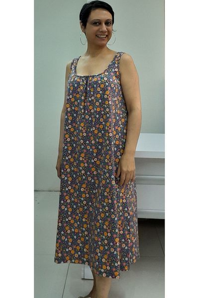 Mertcan Butik Front and back drawstring floral suspender combed cotton dress