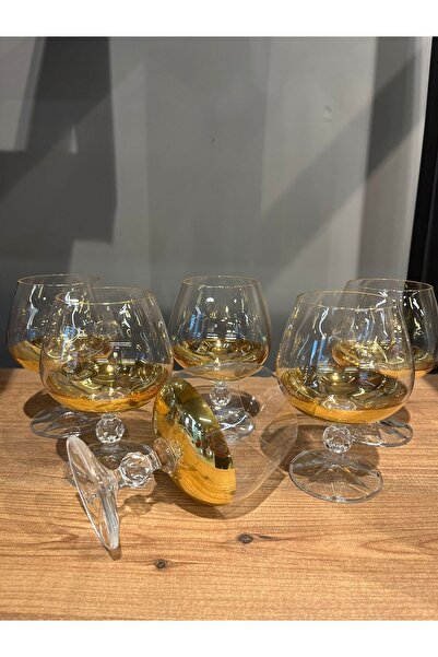 BOHEMİA CRYSTAL PANDORAN'S BOX BOHEMIA 6LI 250 CC CRYSTAL COFFEE SIDE WATER CUP DIP GOLD