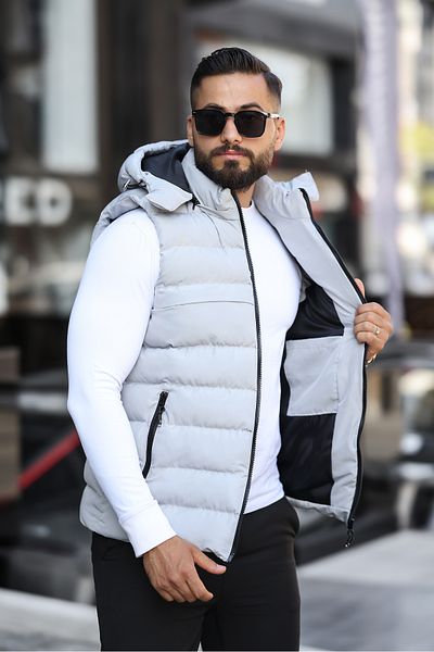 S&M CLOTHİNG New Season Ανδρικό - Αποσπώμενο φουσκωτό γιλέκο με κουκούλα