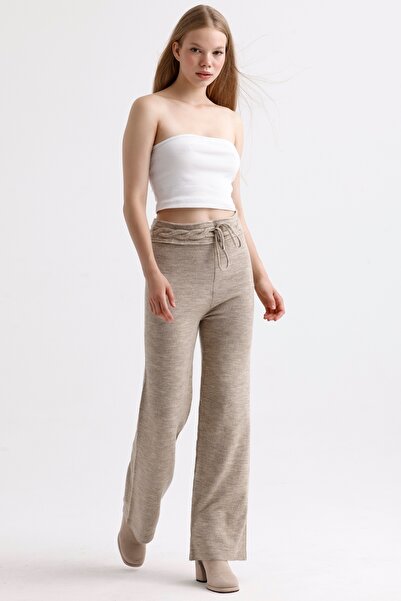 MD trend High Waist Lace-Up Women's Knitwear Trousers