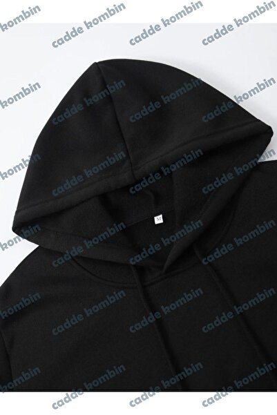 caddekombin Μαύρο κουκούλα με στάμπα Paris Unisex