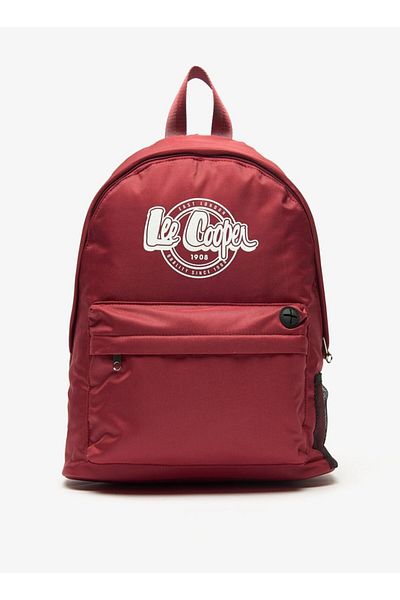 Lee Cooper Logo Print Backpack with Adjustable Straps and Zip Closure - 32x14x37 cm