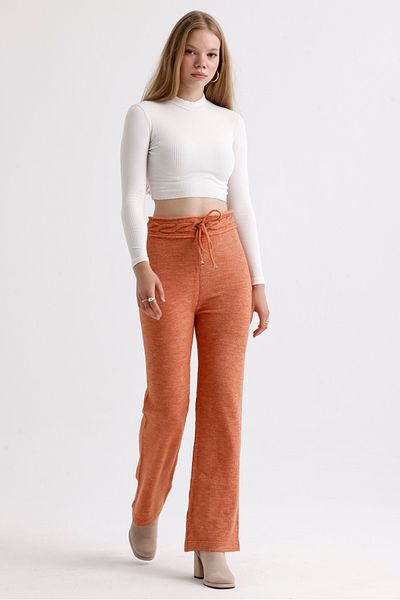 MD trend High Waist Lace-Up Women's Knitwear Trousers