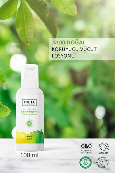 Incia 100 ml Zitronen-Eukalyptus – 100 % natürliches, veganes schützendes Körperlotionsspray für Neugeborene, Babys und Kinder