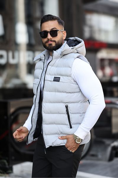 S&M CLOTHİNG New Season Ανδρικό - Αποσπώμενο φουσκωτό γιλέκο με κουκούλα