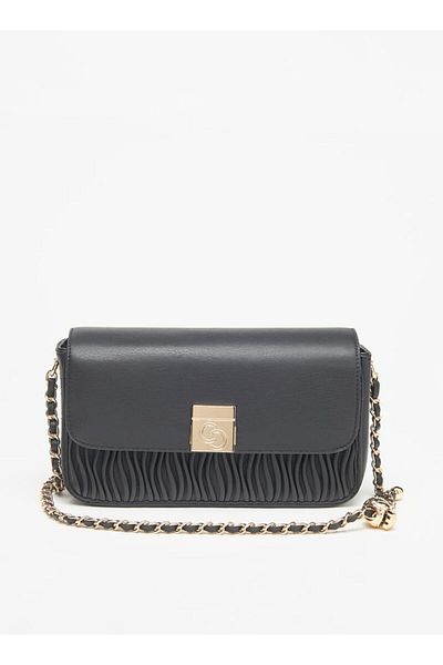 Celeste Pleated Crossbody Bag with Chain Strap and Button Closure