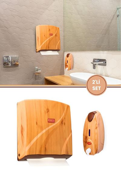 Flora Ξύλινη θήκη για πετσέτες Z Fold - 300 τμχ F263 και 500 ml F257 Σετ των δύο