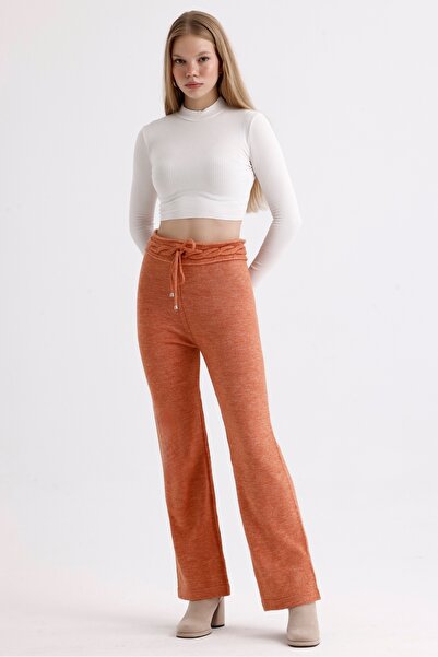 MD trend High Waist Lace-Up Women's Knitwear Trousers
