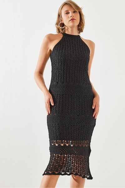 Bianco Lucci Openwork Women's Knitwear Dress - Lined, Model No:20246117