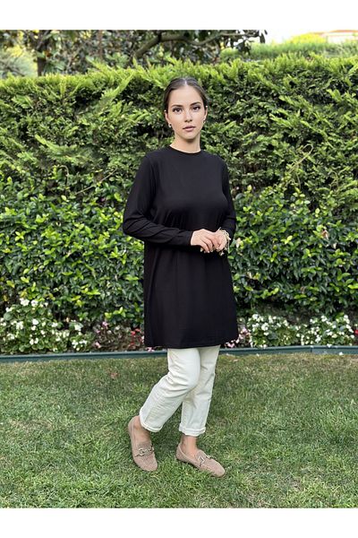 two in sis crew neck long sleeve tunic long tunic cotton viscose tunic underwear crew neck tunic