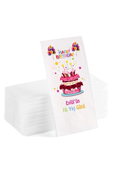 Matbaagraf Kişiye Özel Doğum Günü Yaş Günü Sunum Servis Peçetesi 20 Adet