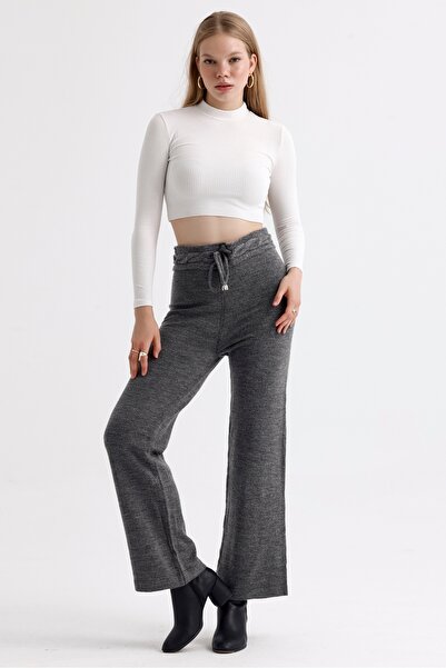 MD trend High Waist Lace-Up Women's Knitwear Trousers