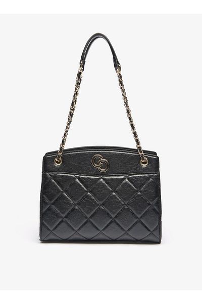 Celeste Quilted Tote Bag with Chain Accented Strap and Zip Closure