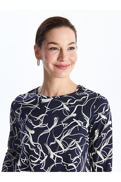 LC Waikiki Γυναικείο μακρυμάνικο μπλουζάκι LCW Grace - Crew Neck Floral Print