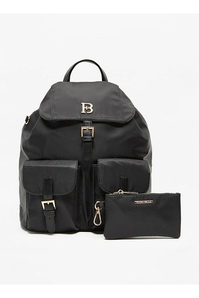 Flora Bella by Shoexpress Flora Bella Solid Backpack with Adjustable Straps and Detachable Pouch