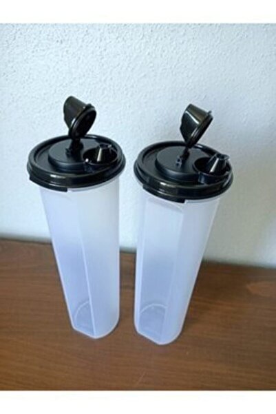Tupperware Oval Olive Oil Oil 1.1 Lt Set of 2 - Black Lid
