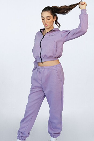 Vatkalimon Pantaloni de sport oversize liliac cu buzunare