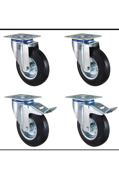 Uzerkan 100 lük kauçuk teker dönerli frenli masa sehpa tekeri 4 ad. ( 2ad. frenli2ad. frensiz)