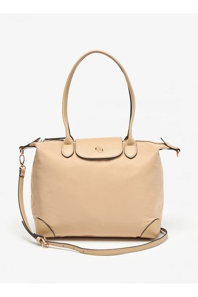 Celeste Solid Tote Bag with Flap Closure and Detachable Strap