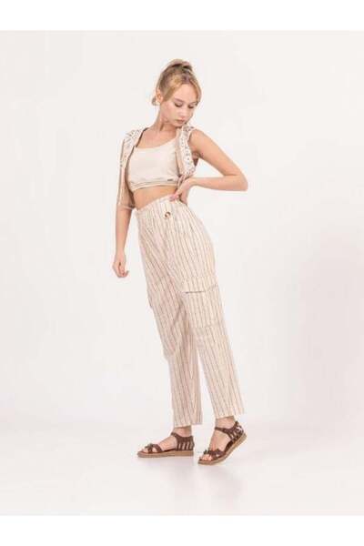 Zekids Pantaloni cargo cu dungi pentru fete