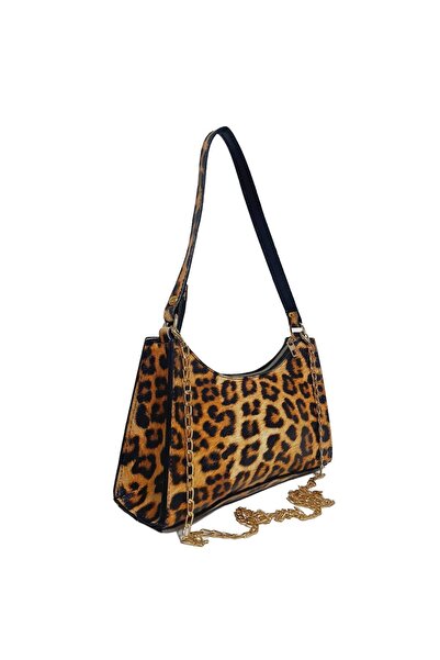 nugebag Leopar Desenli Timsah ve Yılan Derisi Desenli Kadın Baget&Omuz Çantas...