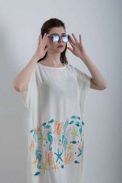 HİLAL COLLECTİON Φόρεμα παραλίας 1 τεμαχίου με σχέδιο θαλασσινών