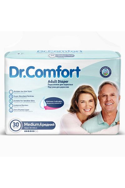 Dr.Comfort Adult Waistband Patient Diapers Medium 30 Pieces