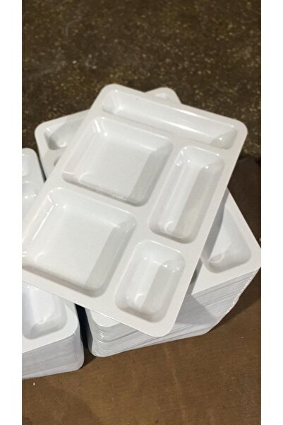 REYKA HİJYEN Dining Hall Serving Plate Polycarbonate Unbreakable Table D'hôte 5 Compartments (12 Pieces)