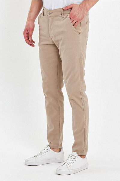 DAMGA JEANS Men's Comfortable Classic Cut Daily Modern Stylish Chino Trousers Stone