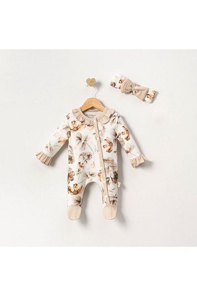 Bulut Baby Rose Flower Patterned Baby Girl Jumpsuit - Pack of 2