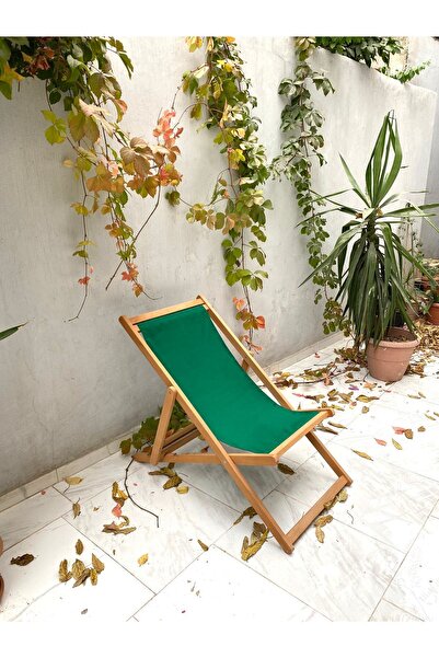 Genel Markalar Ahşap Yeşil Ahşap Şezlong Portatif Şezlong