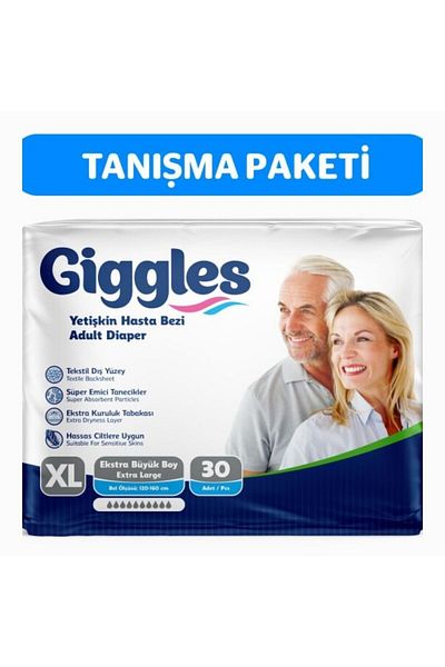 giggles Adult Waist Banded Patient Diapers Extralarge 30 Pieces
