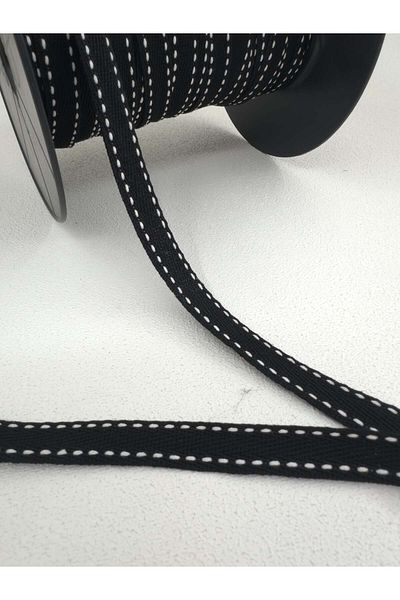 paşateks since 1995 şekil 1.5 cm Striped Houndstooth Ribbon-5 Meters-Black